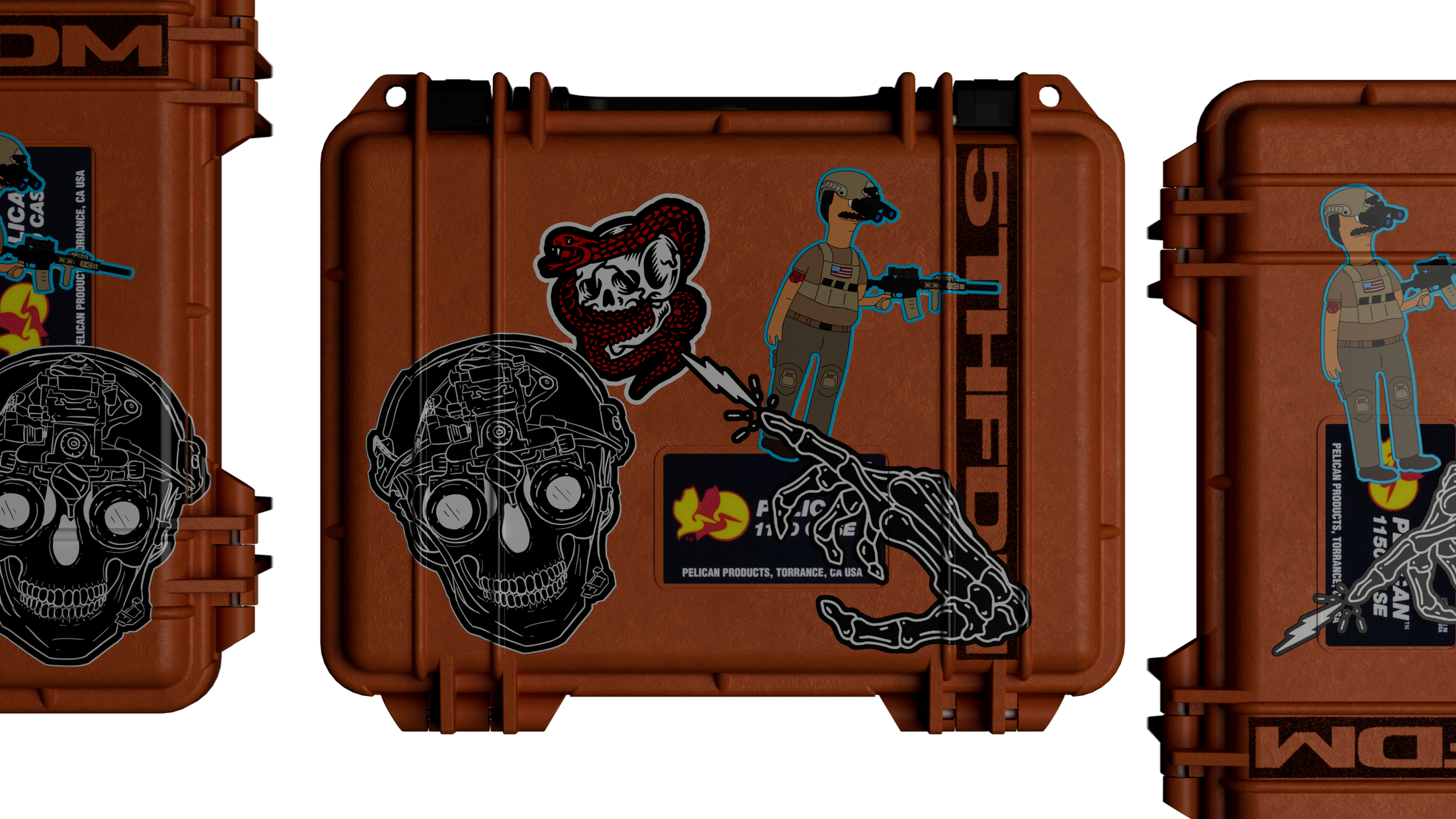 5THFDM x Pelican 1150 custom case — three-angle render